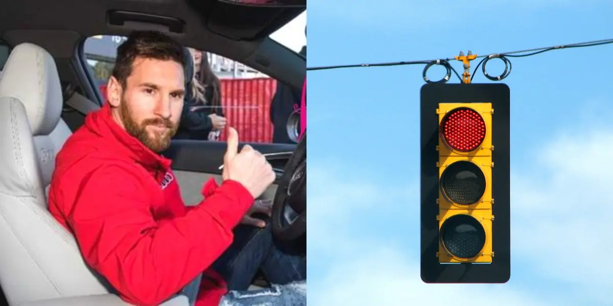 Messi was driving his car.