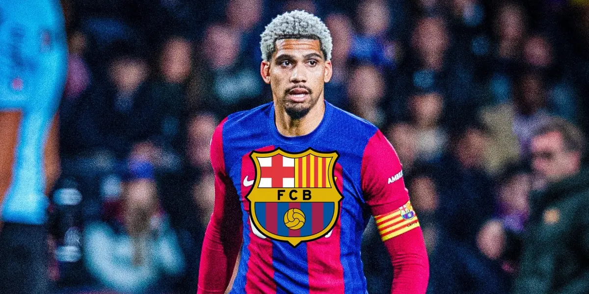 Ronald Araujo looks serious as he wears the FC Barcelona jersey and the Barca badge is in the middle. (Source: Ronald Araujo X)
