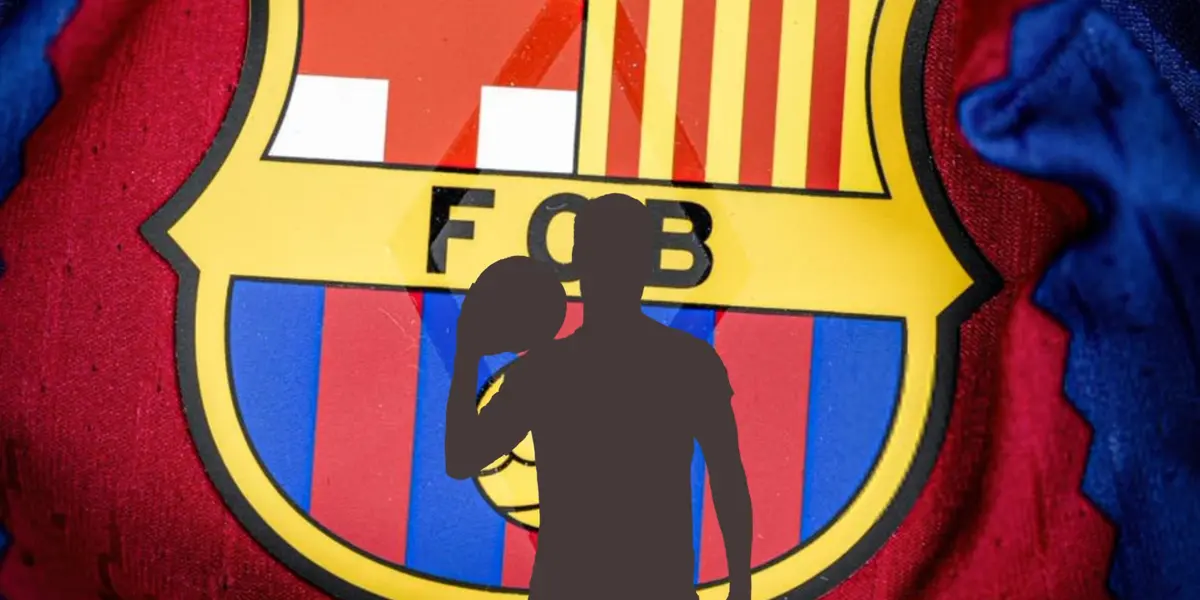 The FC Barcelona badge is the background while a mystery player holds the ball. (Source: Managing Barca X)